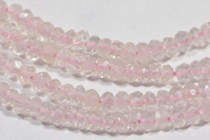 3mm Rose Quartz  Faceted Rondelle Beads Crystal Pink  Natural Gemstone Beads Jewelry Making Supplies
