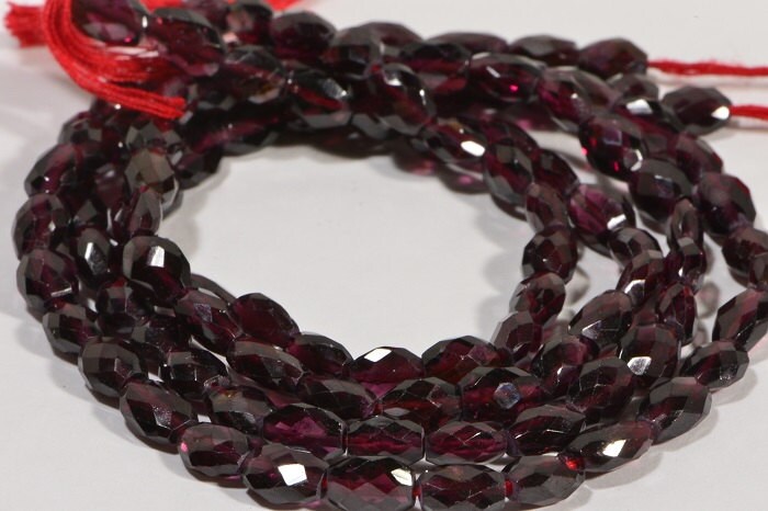 Faceted Garnet Beads: 6mm Teardrop Gemstone, 15" Strand