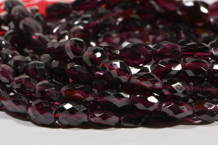 Faceted Garnet Beads: 6mm Teardrop Gemstone, 15" Strand