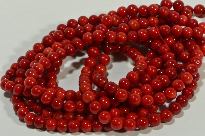 6mm Red Coral Round Beads: Jewelry Making Supplies, 16" Strand