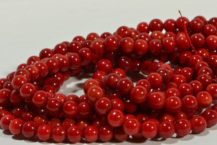 6mm Red Coral Round Beads: Jewelry Making Supplies, 16" Strand