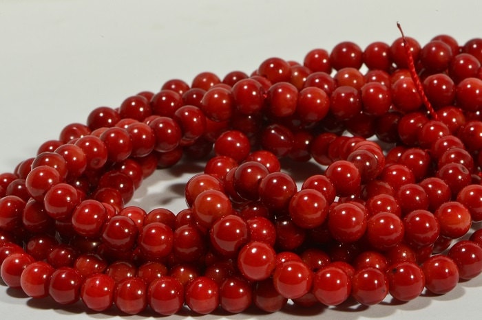 Red Coral Beads 6mm: 8" Strand Gemstone Jewelry Supplies