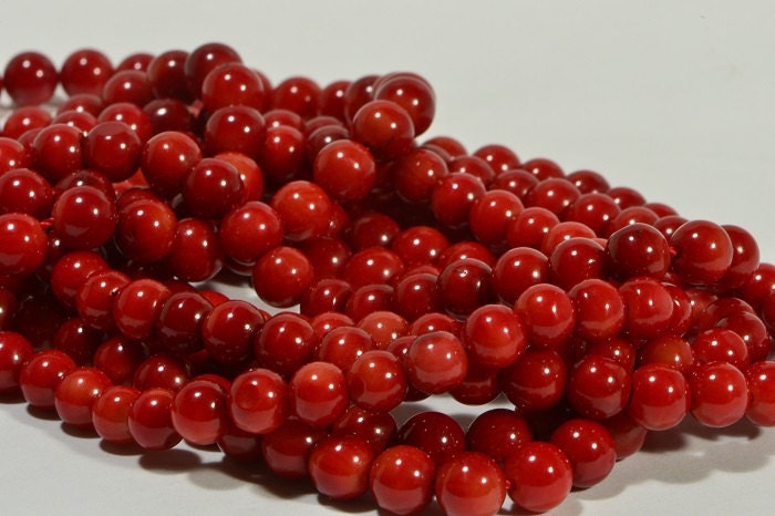 6mm Red Coral Round Beads: Jewelry Making Supplies, 16" Strand