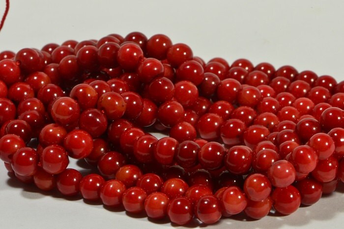 6mm Red Coral Round Beads: Jewelry Making Supplies, 16" Strand