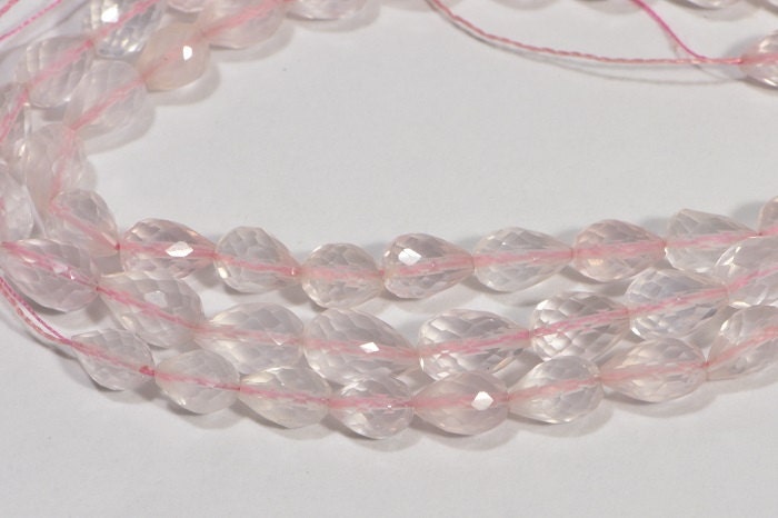 Rose Quartz 8" inch Strand Faceted Teardrop Beads Natural Gemstone Beads Jewelry Making Supplies