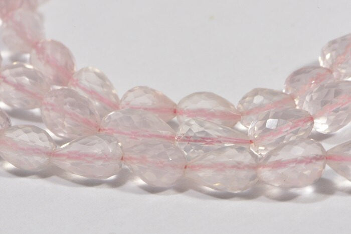 Rose Quartz 8" inch Strand Faceted Teardrop Beads Natural Gemstone Beads Jewelry Making Supplies