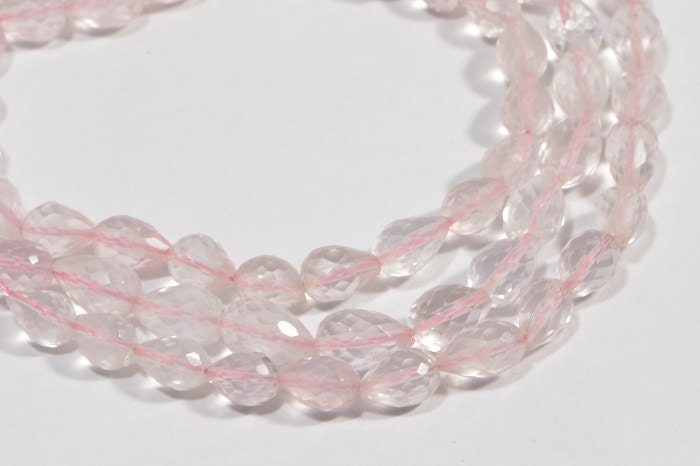 Rose Quartz 8" inch Strand Faceted Teardrop Beads Natural Gemstone Beads Jewelry Making Supplies
