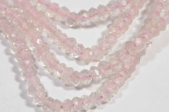 3mm Rose Quartz  Faceted Rondelle Beads Crystal Pink  Natural Gemstone Beads Jewelry Making Supplies
