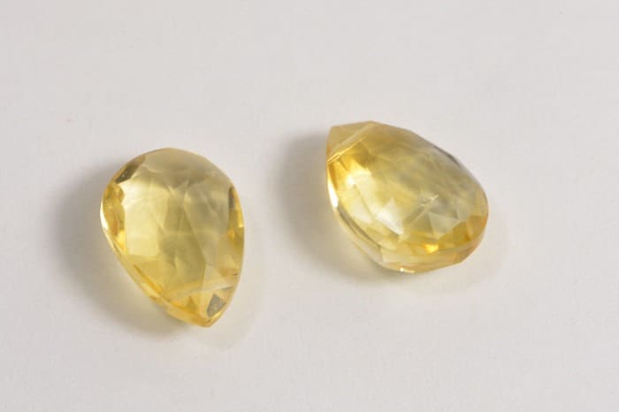 Faceted Citrine Briolette Beads: Natural Yellow Gemstone, Jewelry Making (2 beads)