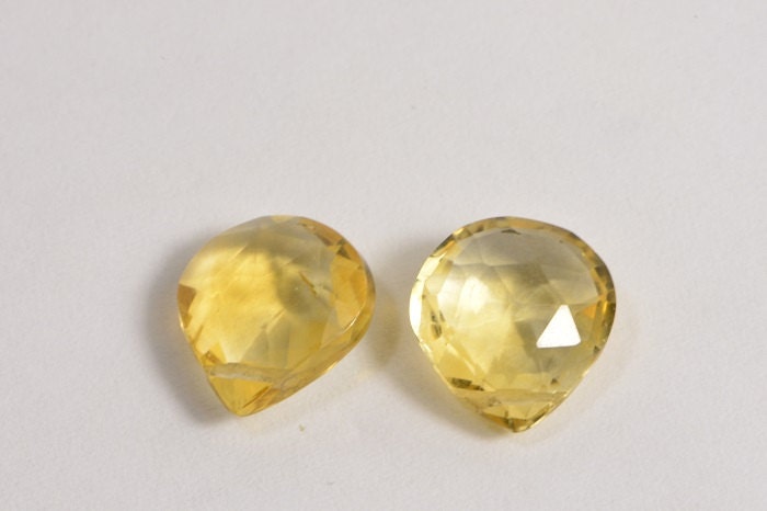 Faceted Citrine Briolette Beads: Natural Gemstone Jewelry Supplies
