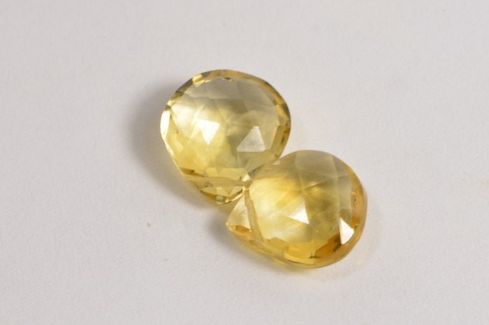 Faceted Citrine Briolette Beads: Natural Gemstone Jewelry Supplies
