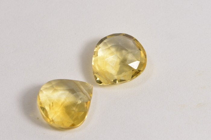 Faceted Citrine Briolette Beads: Natural Gemstone Jewelry Supplies