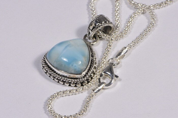 Larimar Pendant Sterling Silver Jewelry Natural LarimarJewelry Handmade Turquoise jewelry