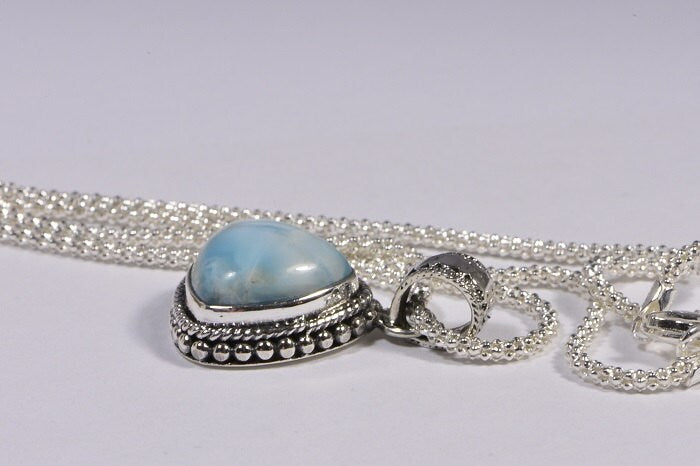 Larimar Pendant Sterling Silver Jewelry Natural LarimarJewelry Handmade Turquoise jewelry