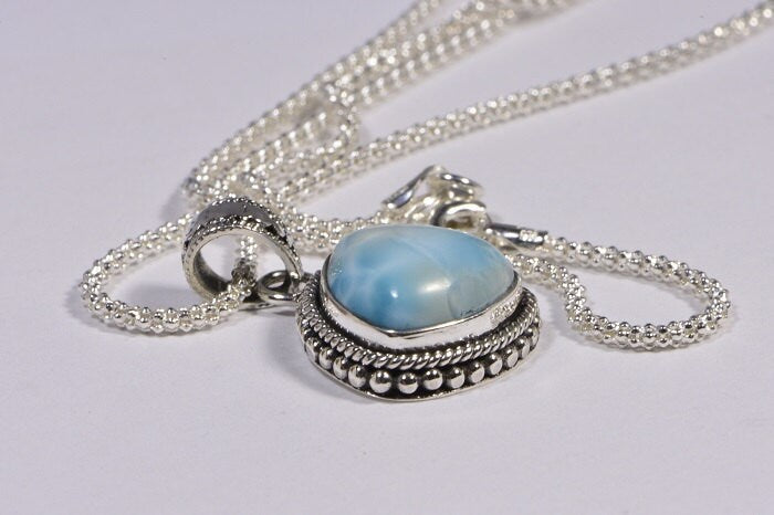 Larimar Pendant Sterling Silver Jewelry Natural LarimarJewelry Handmade Turquoise jewelry