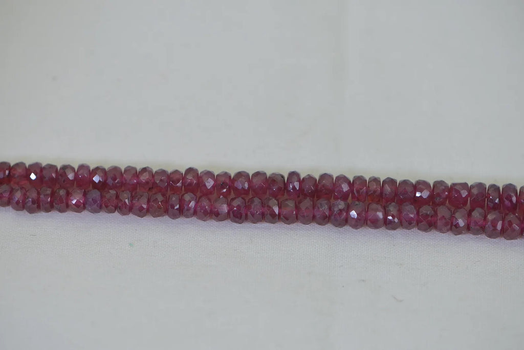 Genuine Ruby Faceted Rondelles Natural Gemstone Bead Supply Graduated. Full Strand 18 inches,