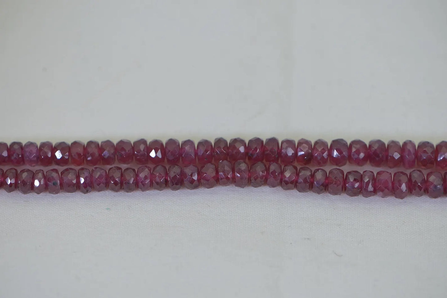 Genuine Ruby Faceted Rondelles Natural Gemstone Bead Supply Graduated. Full Strand 18 inches,