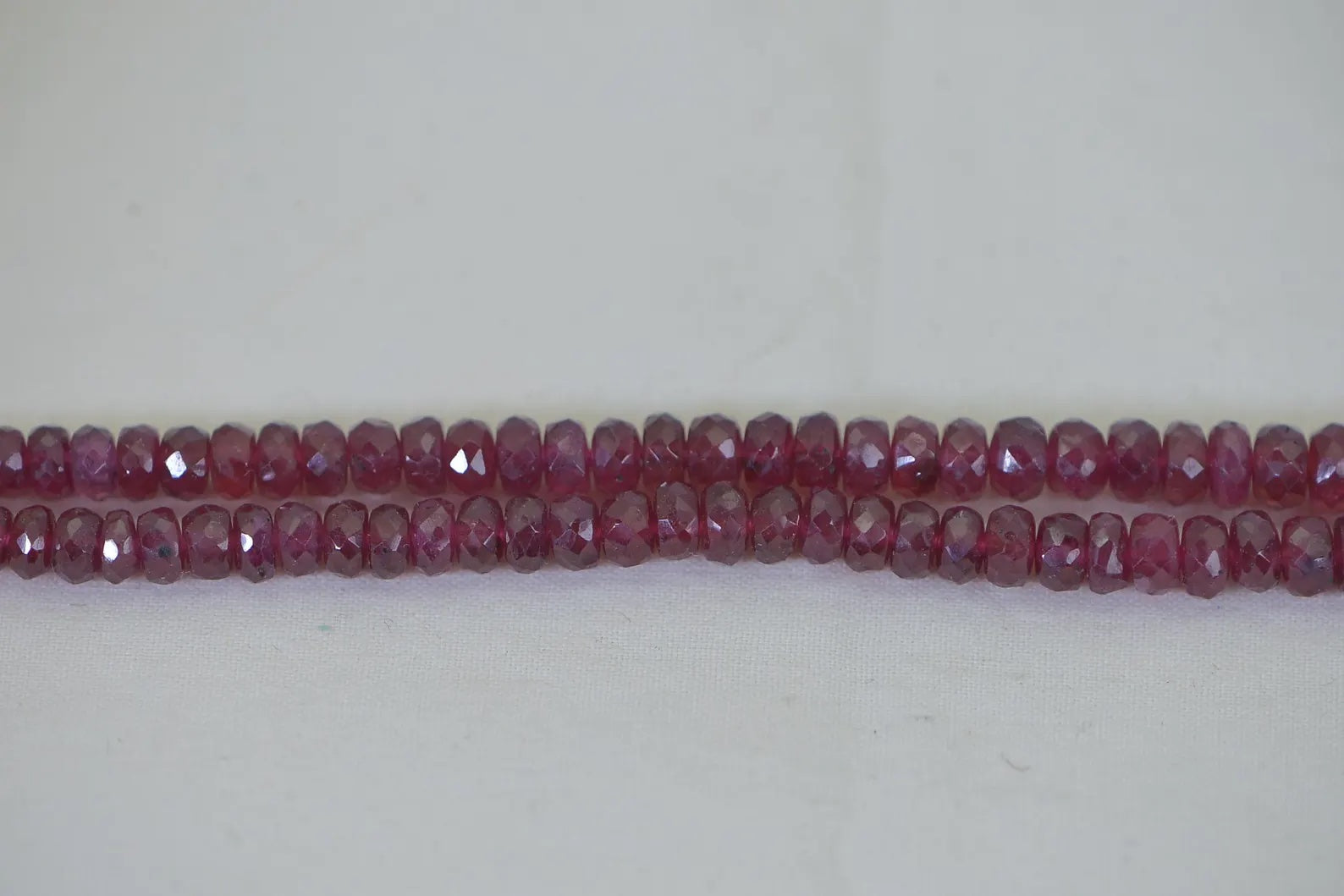 Genuine Ruby Faceted Rondelles Natural Gemstone Bead Supply Graduated. Full Strand 18 inches,