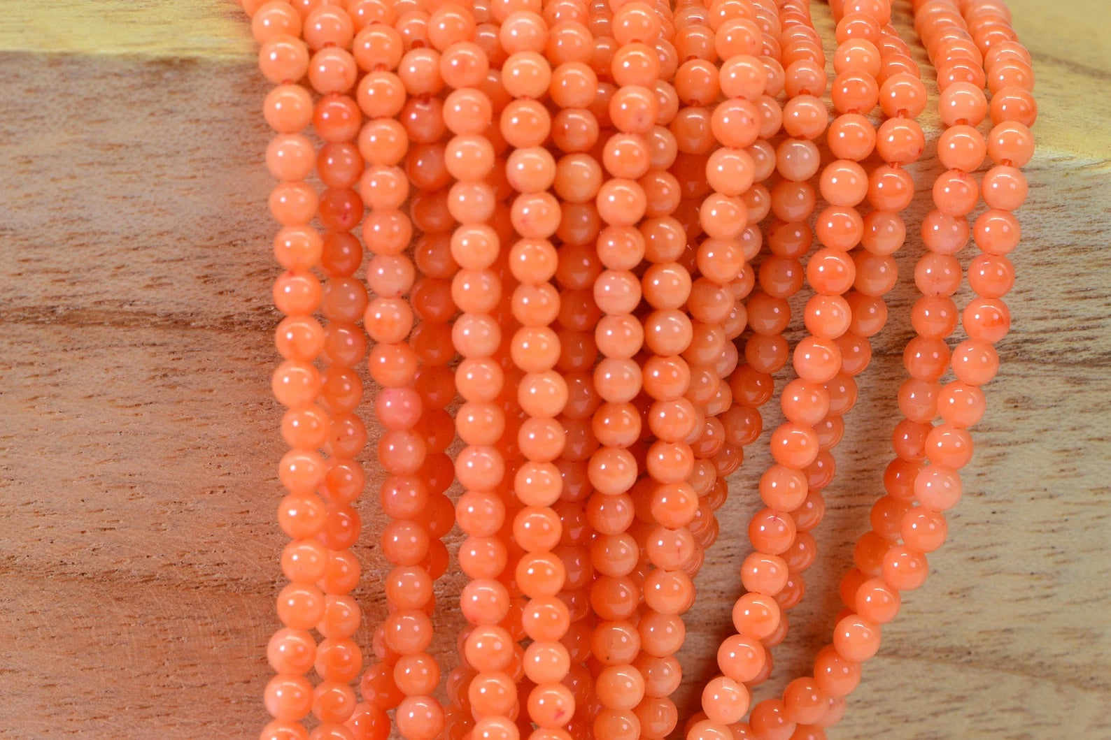 Orange Coral Beads: 4mm Round Gemstone Jewelry Making Supplies